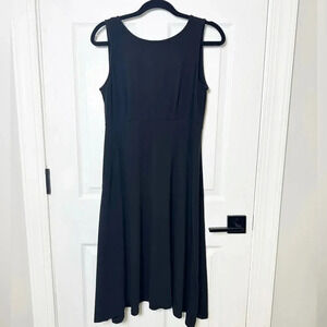 EILEEN FISHER Stretch Cotton Pull On Sleeveless Bateau Neck LBD Fit & Flare Sz S